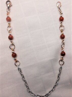 No. 2- Safety face mask strap-chain with Galaxy Staras Golden Sand beads